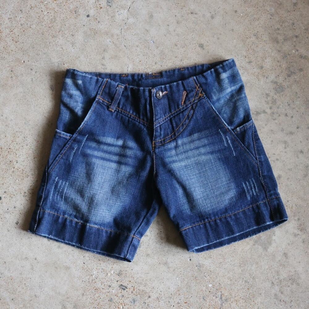 Vintage Italian Denim Bermuda Shorts Size 26 Dark Wash Low Rise Jorts